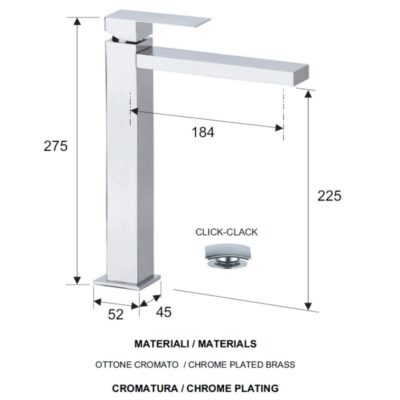 Daniel Skyline eengreeps hoge wastafelmengkraan met dichte greep en keramische cartridge 15 kleuropties 4
