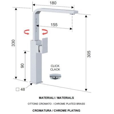 Daniel Skyline eengreeps opbouw wastafelmengkraan met dichte greep en keramische cartridge 15 kleuropties 4