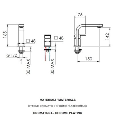 Daniel Skyline eengreeps wastafelmengkraan opbouw 2-gats dichte greep keramische cartridge 4