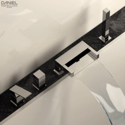 Daniel Skyline inbouw waterval badrandmengkraan met 4-gats watervaluitloop en dichte greep 15 kleuropties 5