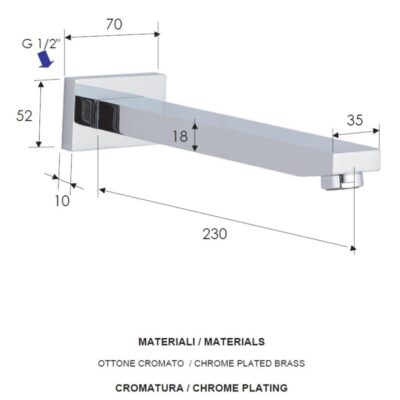 Daniel Skyline wandmontage baduitloop 23cm vierkant 15 kleuropties 4