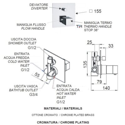 Daniel Skyline inbouw douchethermostaatmengkraan met keramische cartridge en 15 kleuropties 4