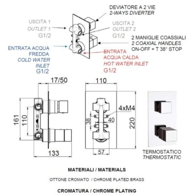 Daniel Skyline inbouw douchethermostaatmengkraan met mechanische omsteller en 15 kleuropties 4