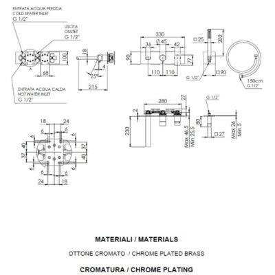 Daniel Skyline inbouw badmengkraan met dichte greep en keramische cartridge 15 kleuropties 4