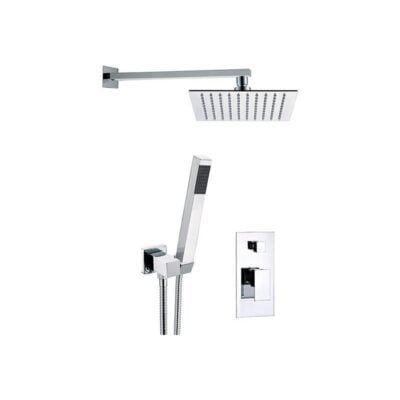 Daniel Skyline inbouw regendouche 30x30cm ultra dun met drukknop chroom en mat zwart 8