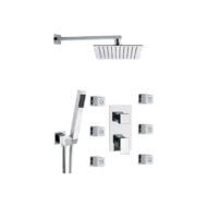 Daniel Skyline inbouw regendouche 30x30cm ultra dun met body-jets chroom en mat-zwart