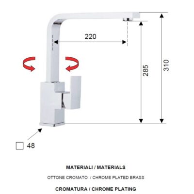 Daniel Skyline keukenmengkraan haakse uitloop met keramische cartridge en opties Chroom – Sale 4
