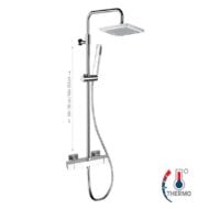 Daniel Skyline telescopische opbouw regendouche met vierkante hoofddouche 20x20cm thermostatisch