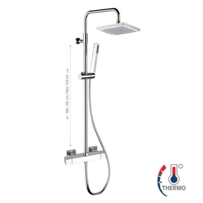 Daniel Skyline telescopische opbouw regendouche met vierkante hoofddouche 20x20cm thermostatisch 8