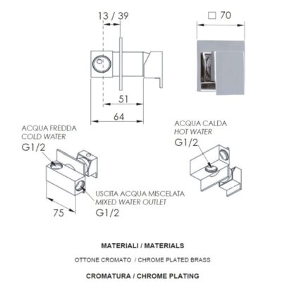 Daniel Skyline vierkante stopmengkraan messing met keramische cartridge 15 kleuropties 4