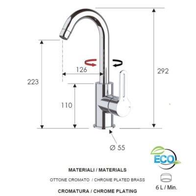 Daniel Smart Green keukenmengkraan met draaibare uitloop en waterbesparende functies 15 kleuropties 4