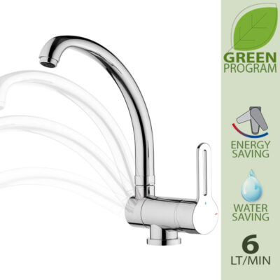 Daniel Smart Green venstermengkraan met draaibare J-uitloop en waterbesparende functies 8