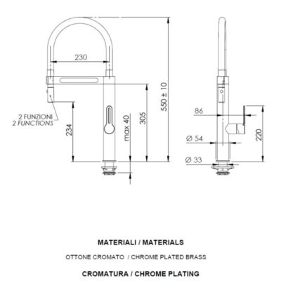 Daniel Smart hoge keukenmengkraan met kolom en veer – chroom mat-wit – keramische cartridge 4