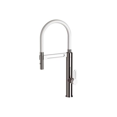 Daniel Smart hoge keukenmengkraan met flexibele kolom en 2-functie handdouche chroom-matwit 5