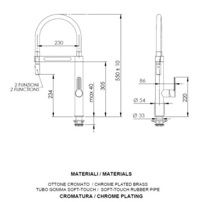 Daniel Smart hoge keukenmengkraan met flexibele PU kolom en 2-functie handdouche Chroom-matzwart – Sale 4