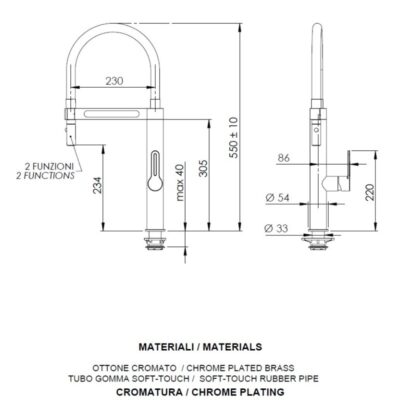 Daniel Smart hoge keukenmengkraan met flexibele kolom en beugelgreep in chroom en mat-zwart 4