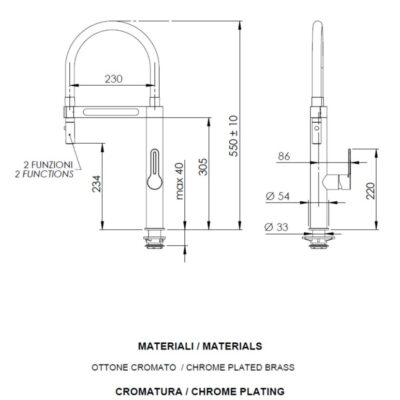 Daniel Smart hoge gourmetkeukenmengkraan met beugelgreep en draaibare uitloop Chroom-matzwart – Sale 4