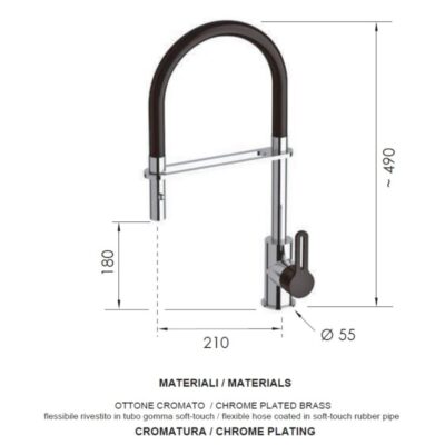 Daniel Smart hoge keukenmengkraan met flexibele kolom en 2-functie handdouche chroom-matzwart 4