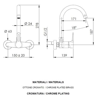Daniel Smart muurmengkraan met draaibare ronde uitloop en beugelgreep 15 kleuropties 4