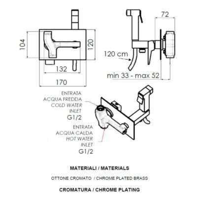 Daniel Speed inbouw bidetmengkraan met dichte greep en keramische cartridge 15 kleuropties 4
