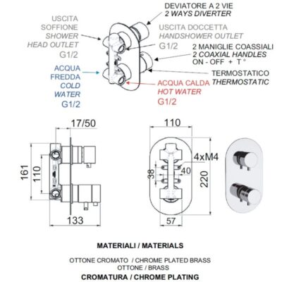 Daniel Suvi inbouw douchethermostaatmengkraan met 2-weg omsteller en keramische cartridge 4