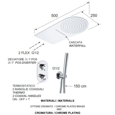 Daniel Suvi inbouw regendouche set – thermostatisch – ultra dun messing – 50x25cm chroom 4