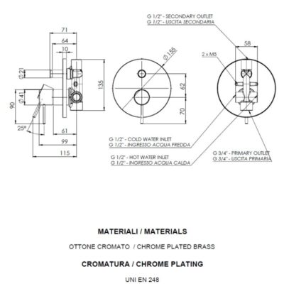 Daniel Swing 2-wegomsteller keramische cartridge drukknop staafgreep 15 kleuropties 4