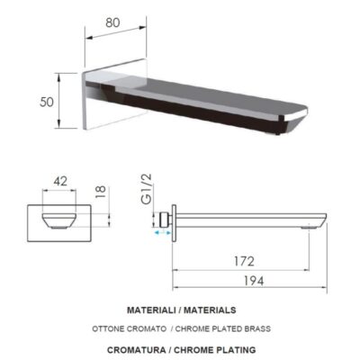 Daniel Tiara wandmontage baduitloop vierkant 17cm 15 kleuropties 4