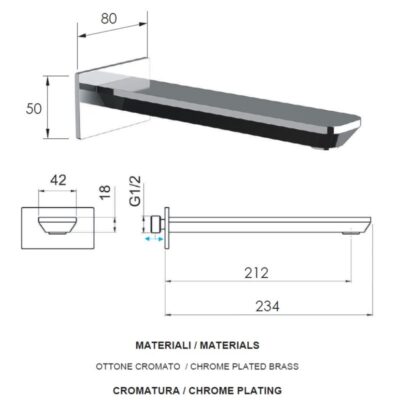 Daniel Tiara wandmontage baduitloop 23cm vierkant met en 15 kleuropties 4