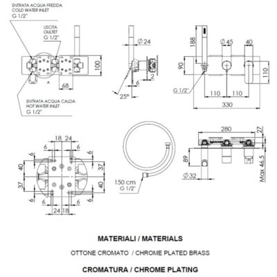 Daniel Tiara inbouw douchemengkraan met dichte greep en keramische cartridge 15 kleuropties 4