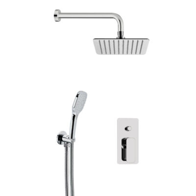 Daniel Tiara inbouw regendouche 25x25cm ultra dun met drukknop chroom en mat zwart 9