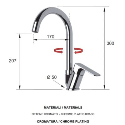 Daniel Tiara keukenmengkraan draaibare uitloop keramische cartridge robuust ontwerp Chroom – Sale 4