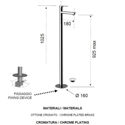 Daniel Tiara vrijstaande wastafelmengkraan met dichte greep en keramische cartridge 15 kleuropties 4