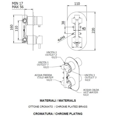 Daniel Tokyo mechanische 3-wegomsteller met staafgreep en keramische cartridge 15 kleuropties 4