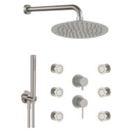 Daniel Tokyo Steel inbouw regendouche met 6 body-jets en ultra dunne RVS hoofddouche