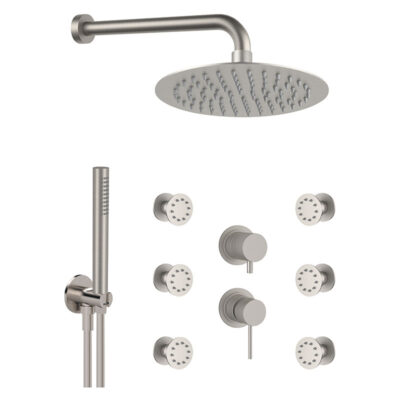 Daniel Tokyo Steel inbouw regendouche met 6 body-jets en ultra dunne RVS hoofddouche 10
