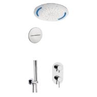 Daniel Tokyo inbouw regendouche Ø55cm ultra dun met LED en watervaluitloop chroom Daniel Tokyo inbouw regendouche Ø55cm ultra dun met LED en watervaluitloop chroom