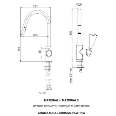 Daniel Tokyo keukenmengkraan chroom – draaibare uittrekbare uitloop met 2 standen en keramische cartridge 4