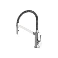 Daniel Tokyo hoge gourmetkeukenmengkraan met kolom en veer chroom en mat-zwart design Daniel Tokyo hoge gourmetkeukenmengkraan met kolom en veer chroom en mat-zwart design