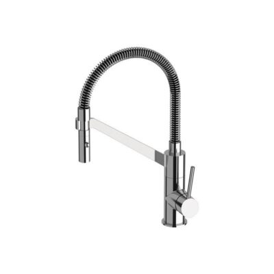 Daniel Tokyo hoge gourmetkeukenmengkraan met kolom en veer chroom en mat-zwart design 5