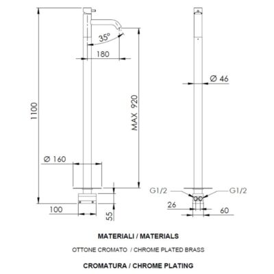 Daniel Tokyo vrijstaande wastafelmengkraan met keramische cartridge en klikwaste 15 kleuropties 4