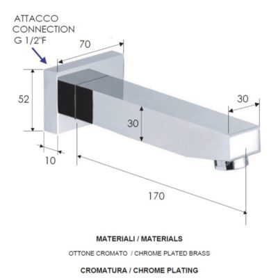 Daniel serie vierkante muuruitloop 17cm universeel 15 kleuropties 4