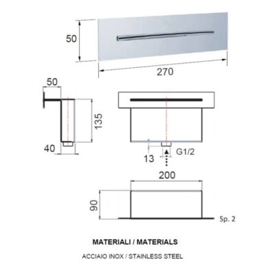 Daniel waterval baduitloop vierkant muurmontage chroom 270x50mm 8 Daniel waterval baduitloop vierkant muurmontage chroom 270x50mm 8