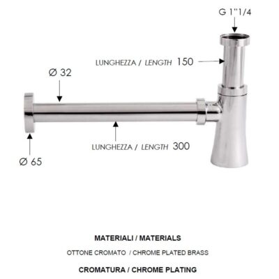 Daniel bekersifon messing ronde diva 1×1/4 voor wastafels 15 kleuropties modern design 4