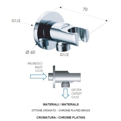 Daniel serie handdouchehouder met aansluiting rond messing 15 kleuropties 4