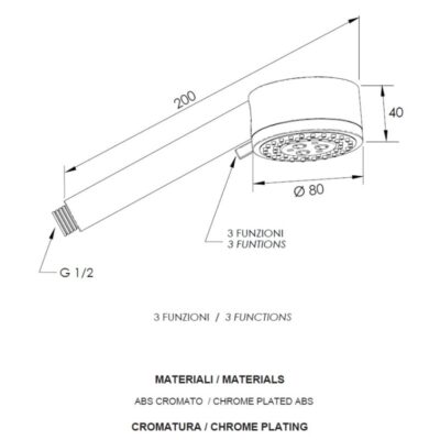 Daniel Design 3-functie handdouche met anti-kalk systeem en siliconen jets in chroom 8 Daniel Design 3-functie handdouche met anti-kalk systeem en siliconen jets in chroom 8
