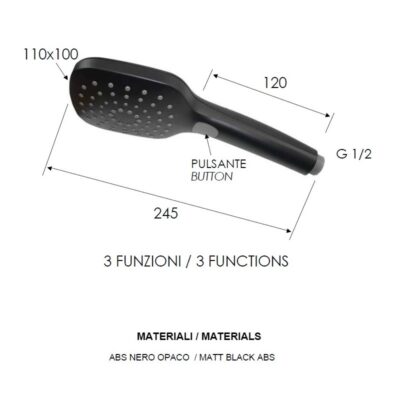 Daniel handdouche 3-functie ABS met antikalk en siliconen jets mat-zwart 8 Daniel handdouche 3-functie ABS met antikalk en siliconen jets mat-zwart 8
