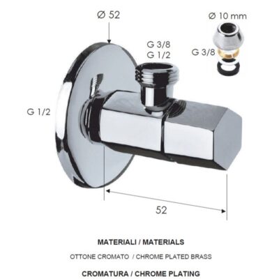 Daniel hexagonale hoekstopmengkraan 1/2×10 Chroom 4