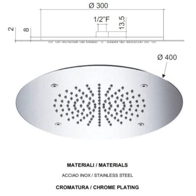Daniel inbouw regendouchekop chroom Ø40cm met anti-kalksysteem en regenjets 8 Daniel inbouw regendouchekop chroom Ø40cm met anti-kalksysteem en regenjets 8
