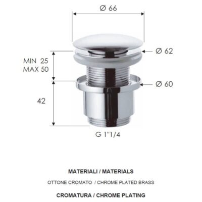 Daniel clickwaste laag model rond afdek zonder overloop 15 kleuropties 1×1/4 4